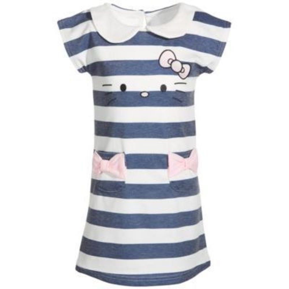 Hello Kitty Toddler Girls Striped Embroidered Dress
